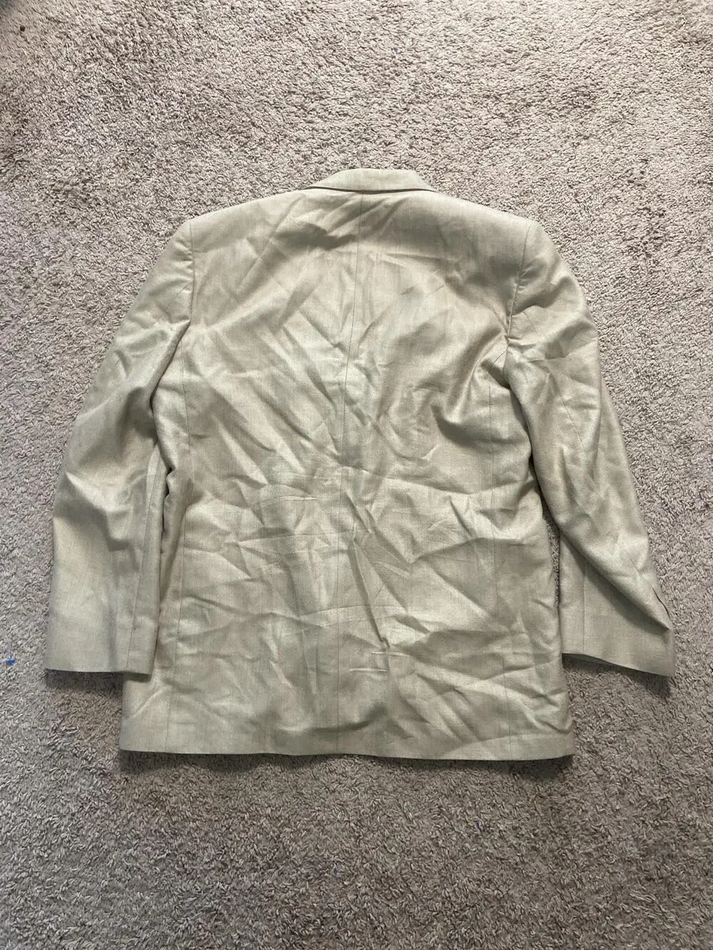 Oscar De La Renta Suit Jacket Mens 44 Long Beige Silk Wool Notch Lapel